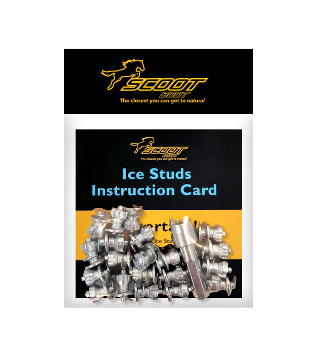 Scoot Boot Ice Studs are for slippery, icy conditions. Ice studs add more traction to the boot.